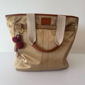 2002 Coach Hamptons Weekend Tote Bag in Gold Sateen